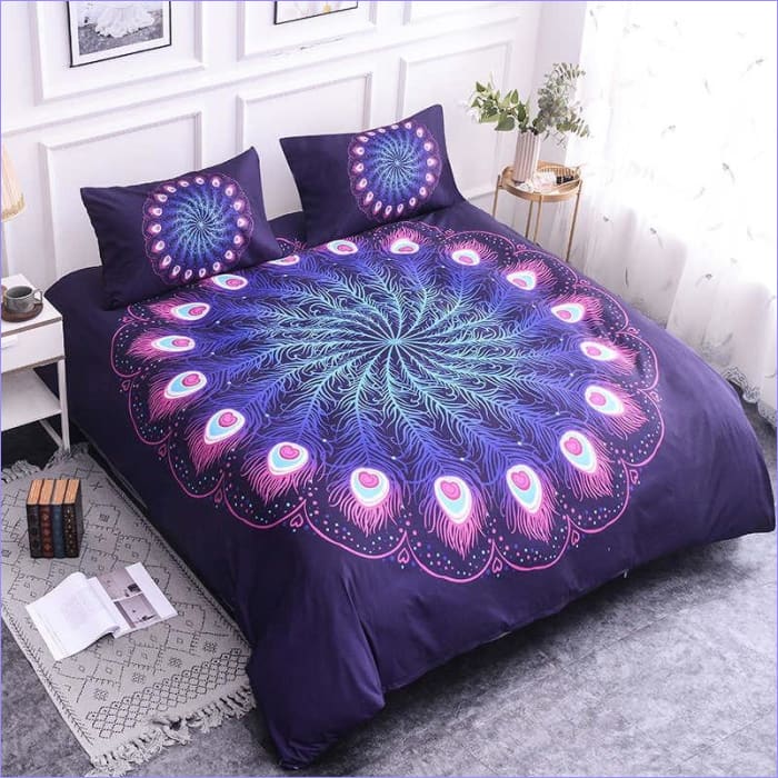 Povlak Na Přikrývku Mandala Purple Peacock