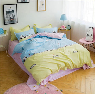 Modrý A Žlutý Povlak Na Přikrývku Panda