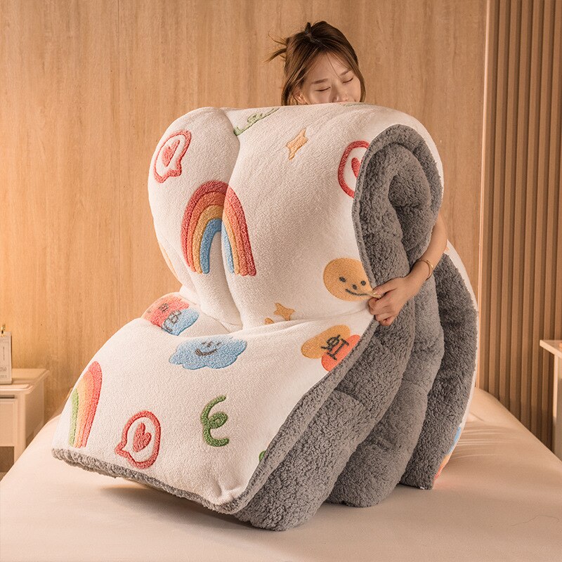 Bílá A Šedá Fleecová Přikrývka