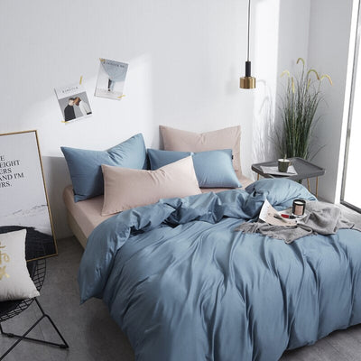 Sada Ložního Prádla Ze 100% Bavlny V Modré Barvě