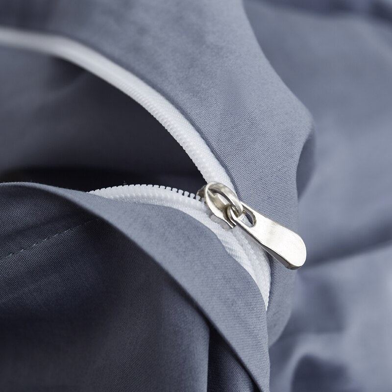 Sada Ložního Prádla Ze 100% Bavlny Šedomodrá