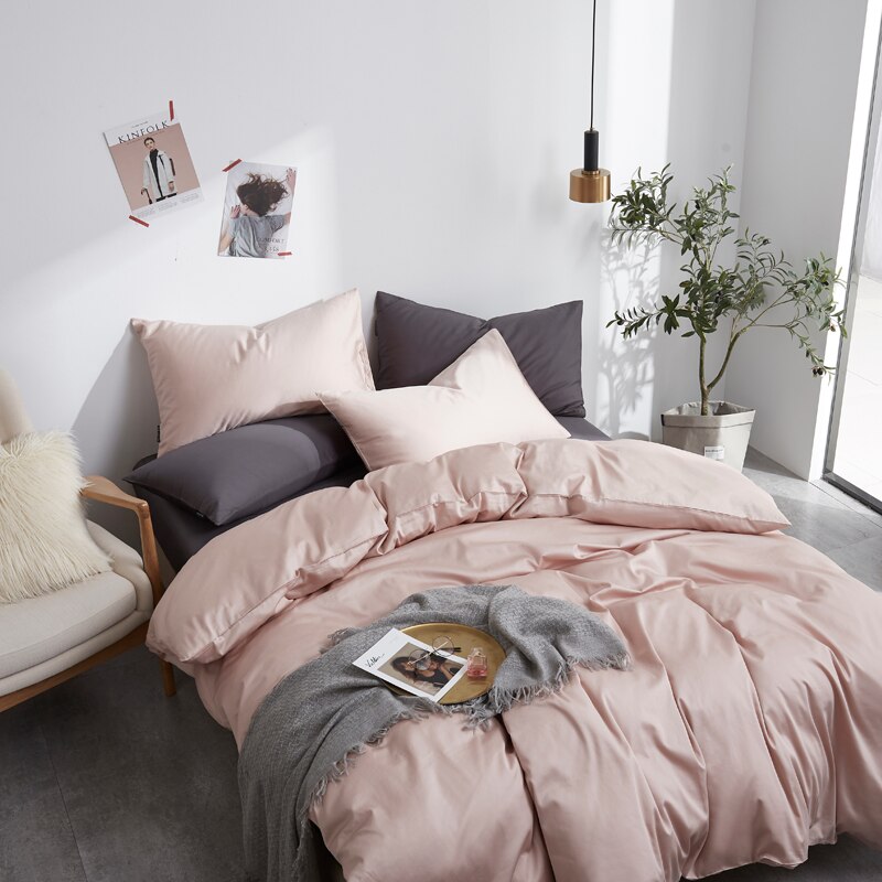 Sada Obyčejného Povlečení 100% Bavlna Světle Hnědá