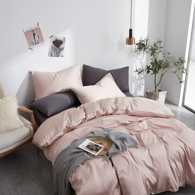 Sada Obyčejného Povlečení 100% Bavlna Světle Hnědá