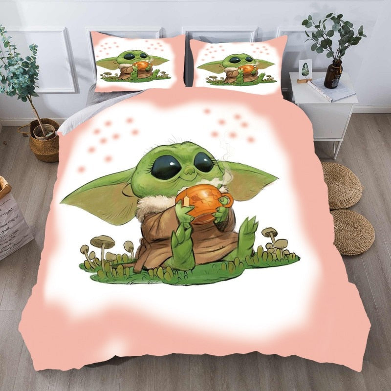 Baby Yoda Růžovo-Bílá Přikrývka