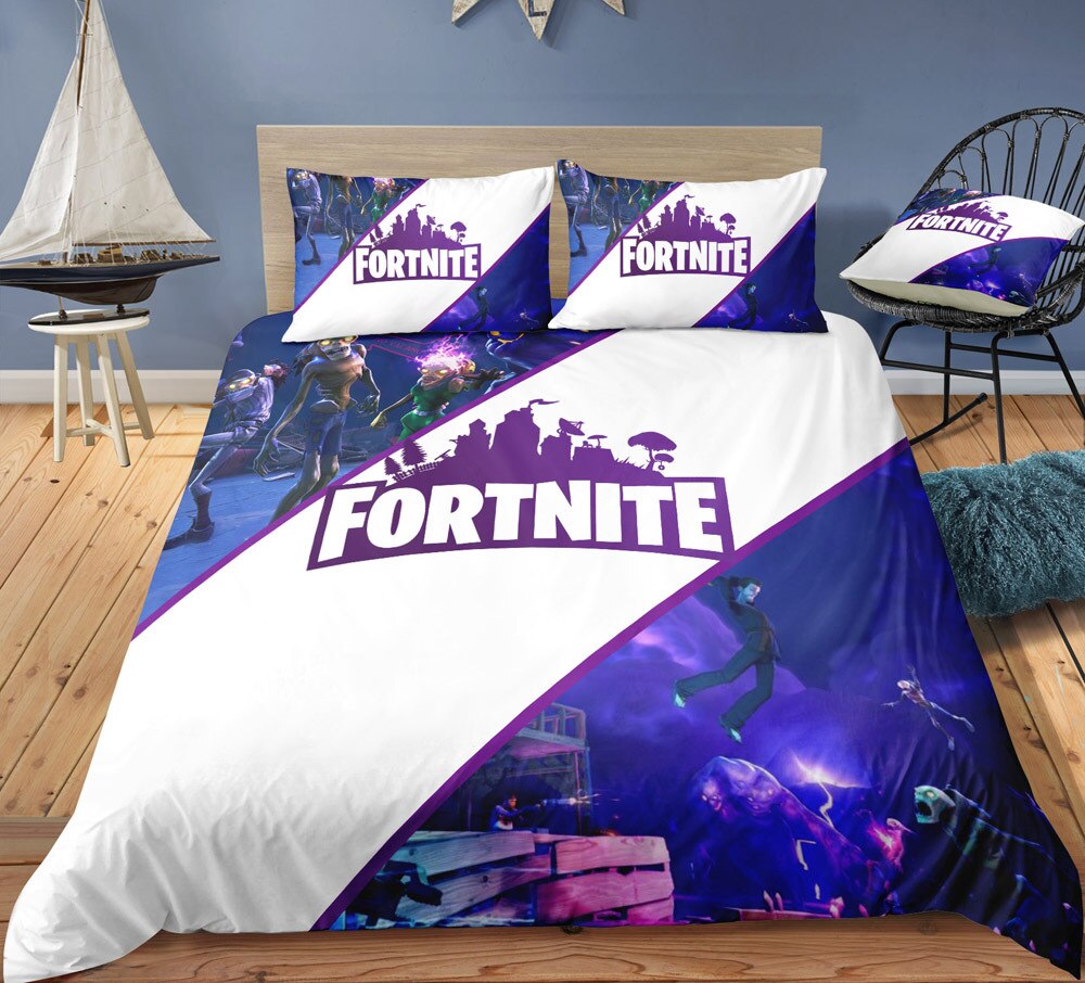 Bílý A Fialový Povlak Na Peřinu Fortnite