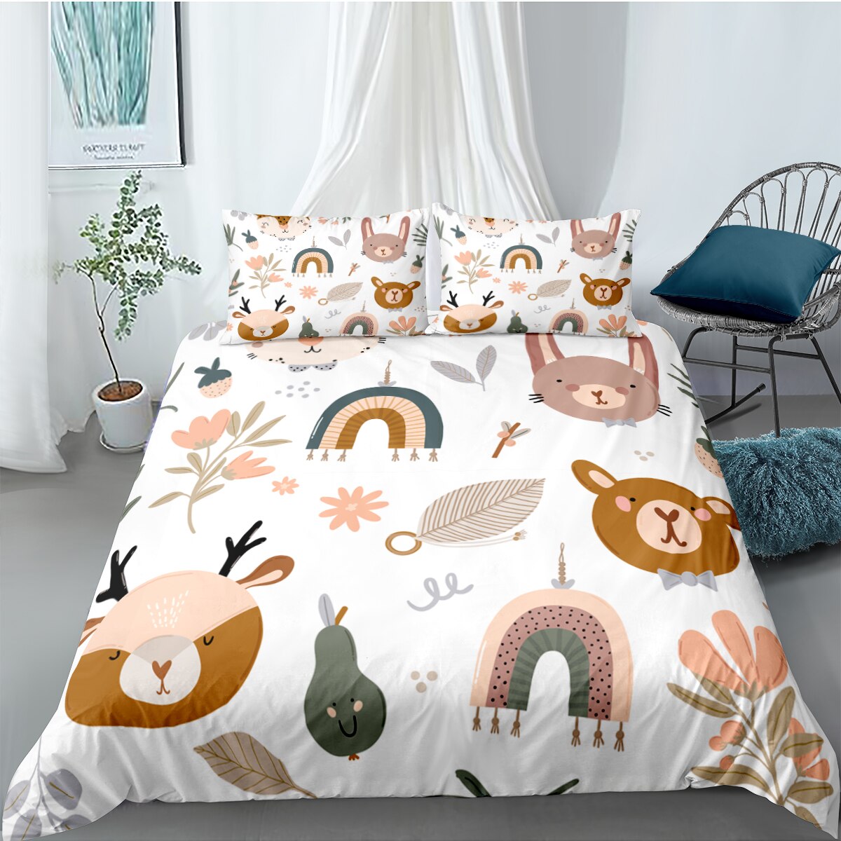 Bílý Povlak Na Přikrývku Animal Heads