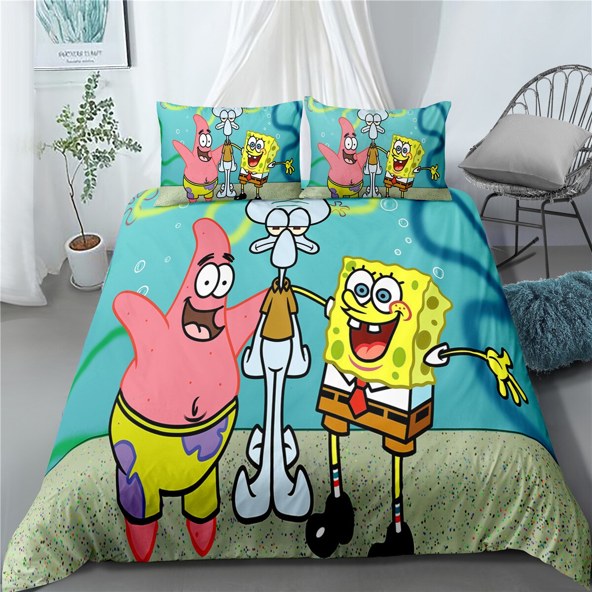Povlak Na Přikrývku Spongebob Squarepants Patrick A Squidward