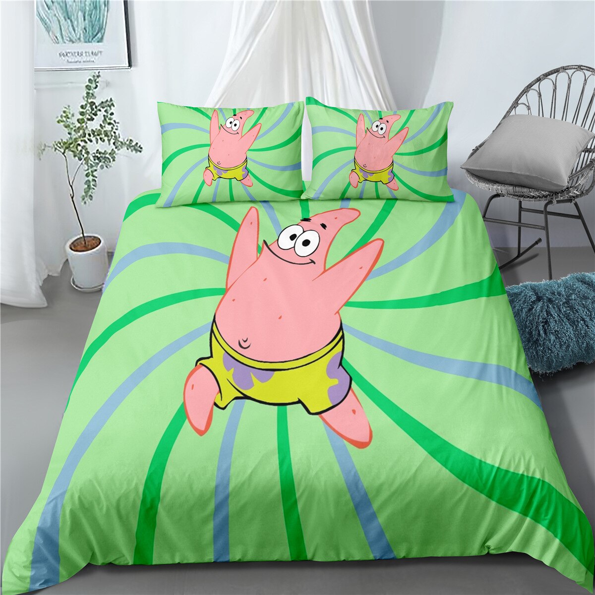 Sponge Bob Patrick Zelený Povlak Na Peřinu