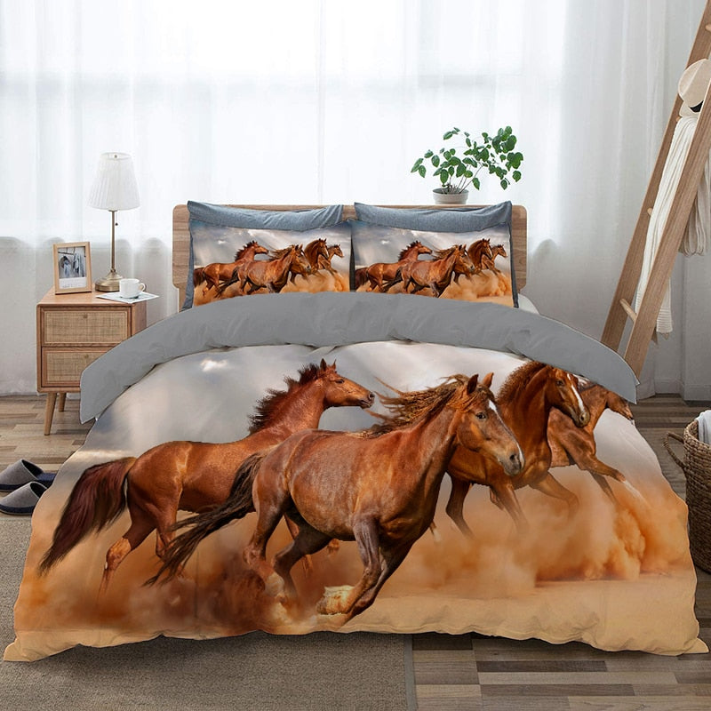 Hnědé Koně V Poušti Přikrývka