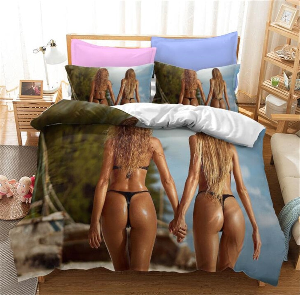 Povlak Dvě Dívky V Tanga Na Pláži