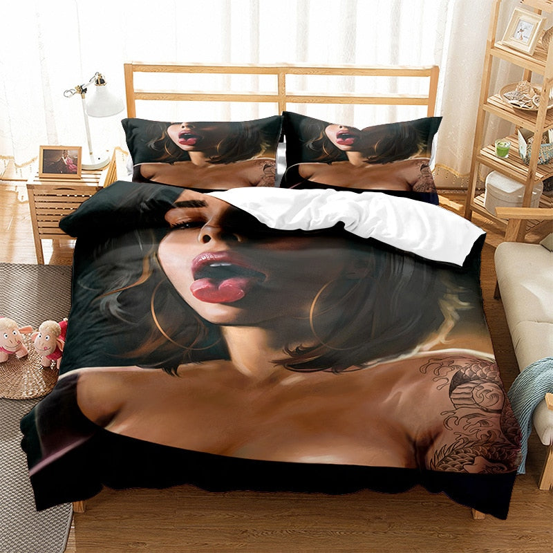 Povlak Na Peřinu Sexy Dívka Otevřená Ústa