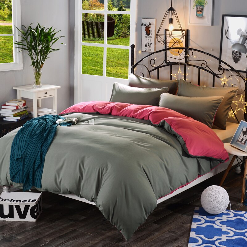 Šedý A Růžový Polyesterový Povlak Na Peřinu