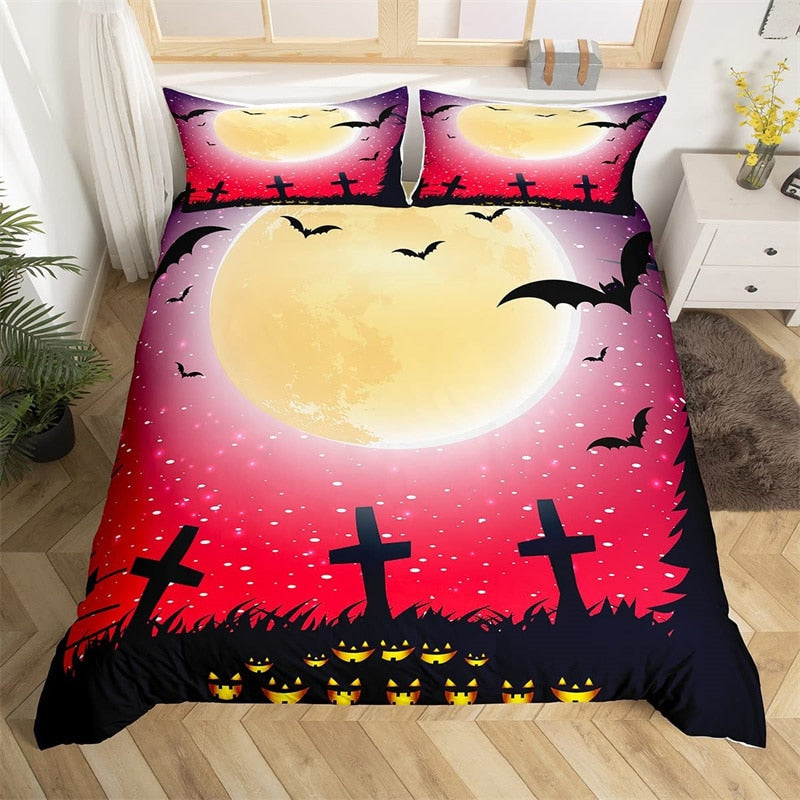 Halloweenský Úplněk V Přikrývce Na Hřbitově