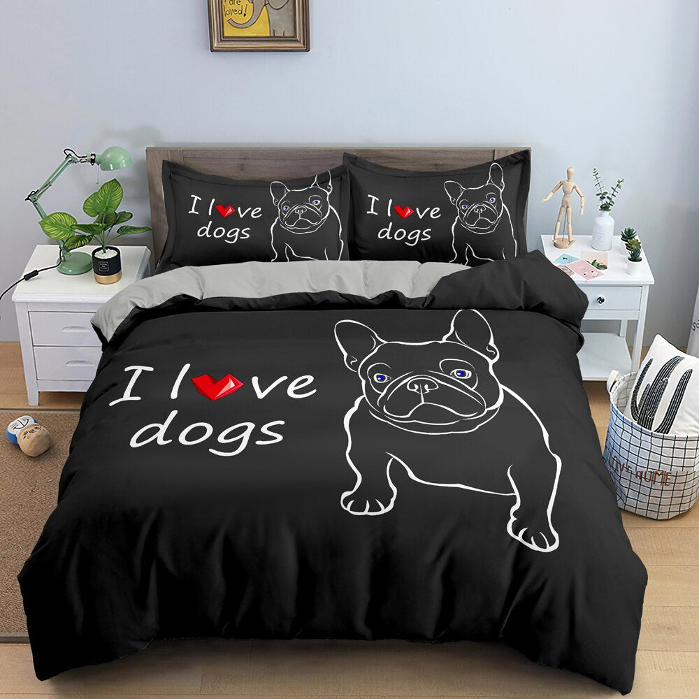 Povlak Na Přikrývku Černý Buldok I Love Dogs