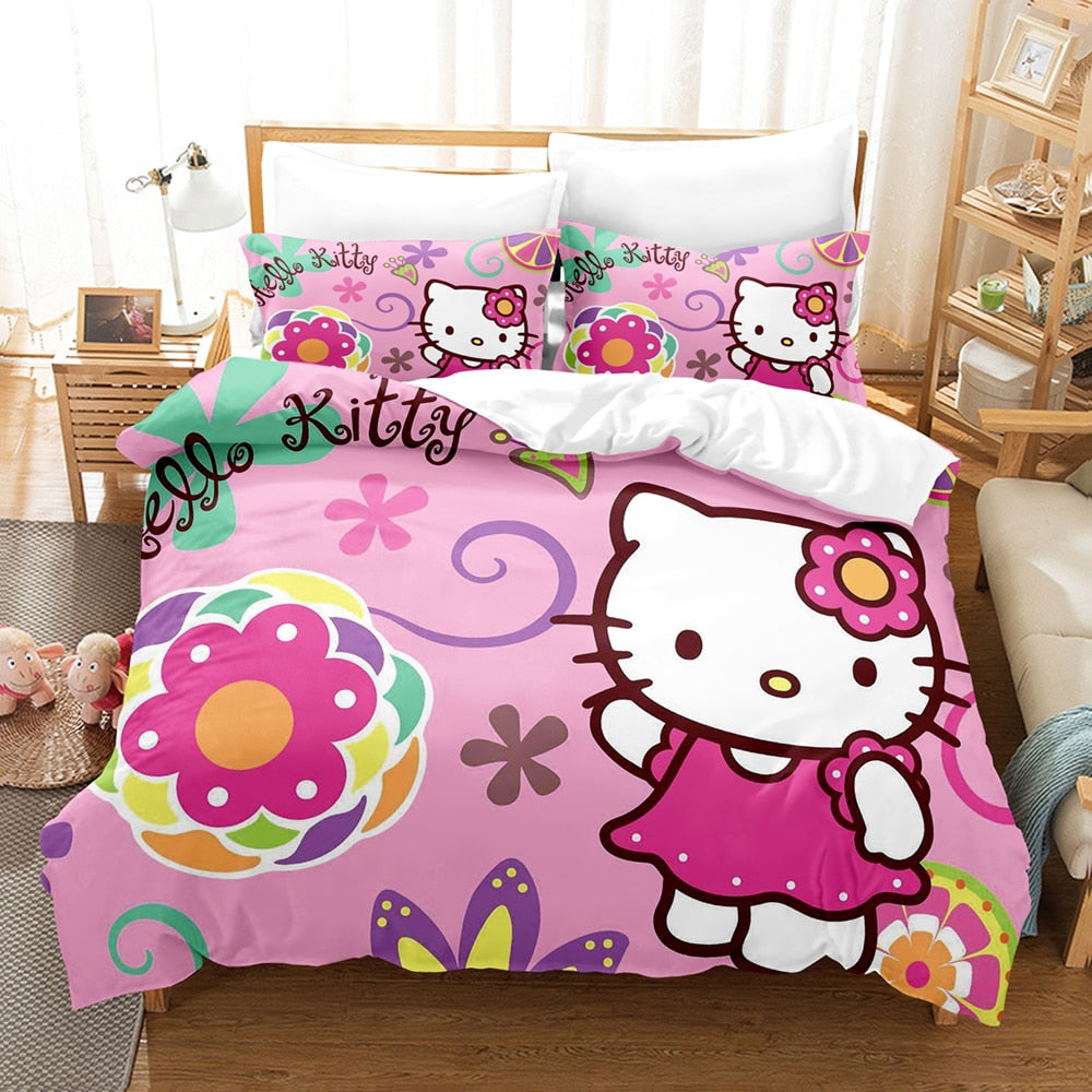 Růžový Povlak Na Peřinu Hello Kitty Flowers