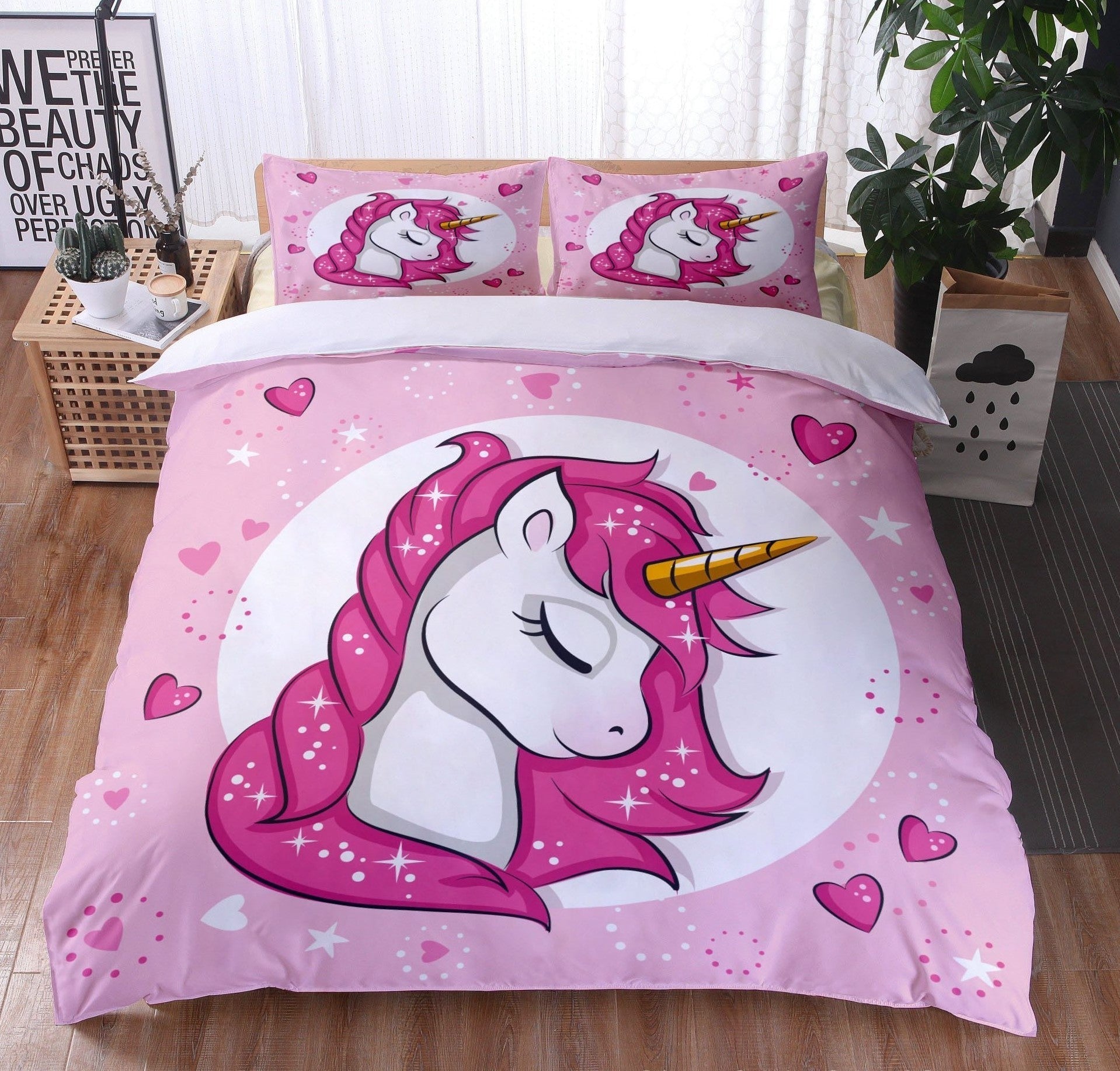 Krásný Růžový Povlak Na Přikrývku Unicorn
