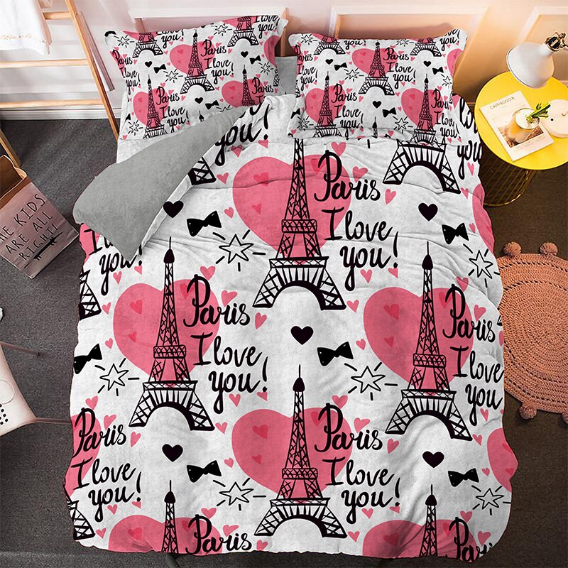 Eiffelova Věž A Růžové Srdce Povlečení