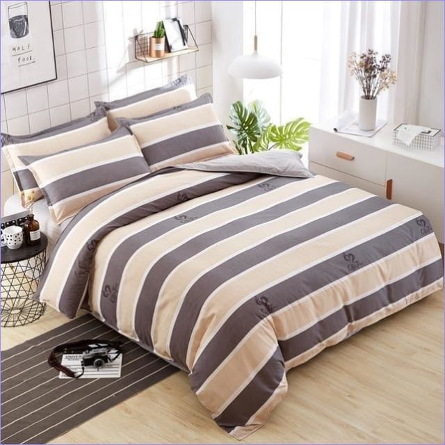 Povlak Na Přikrývku Béžové A Kávové Pruhy