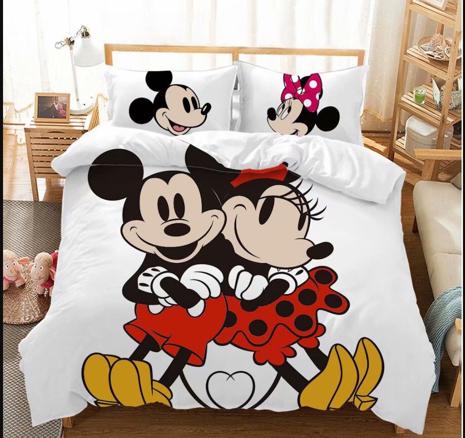 Bílý Povlečení Mickey A Minnie