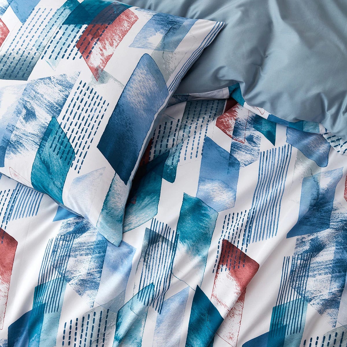 Bílý A Kachně Modrý Povlak Na Přikrývku