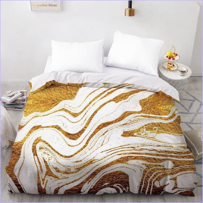 Bílý A Zlatý Povlak Na Přikrývku