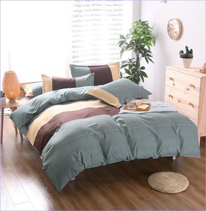 Tyrkysově Modrý A Hnědý Povlak Na Přikrývku