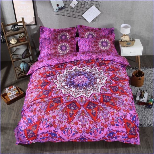 Bohemian Povlak Na Přikrývku Indian Mandala Růžová