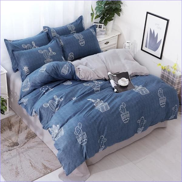 Modrý Kaktusový Povlak Na Přikrývku V Hrnci