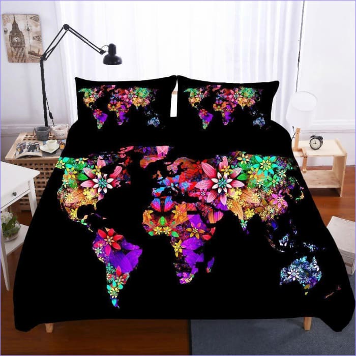 Přikrývka Mapa Světa V Květinách