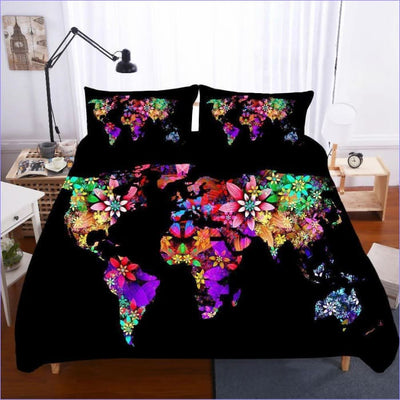 Přikrývka Mapa Světa V Květinách