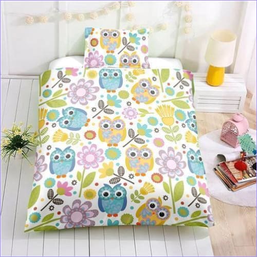 Dětský Povlak Na Peřinu Sovy A Květiny