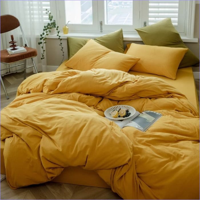 Hořčičně Žlutý Povlak Na Peřinu