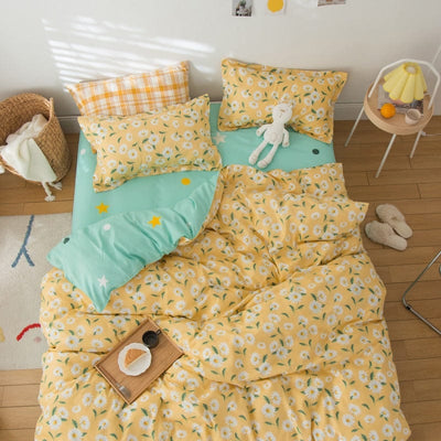 Žlutý Povlak Na Přikrývku S Květy