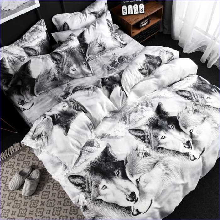 Černobílý Povlak Na Přikrývku Wolf