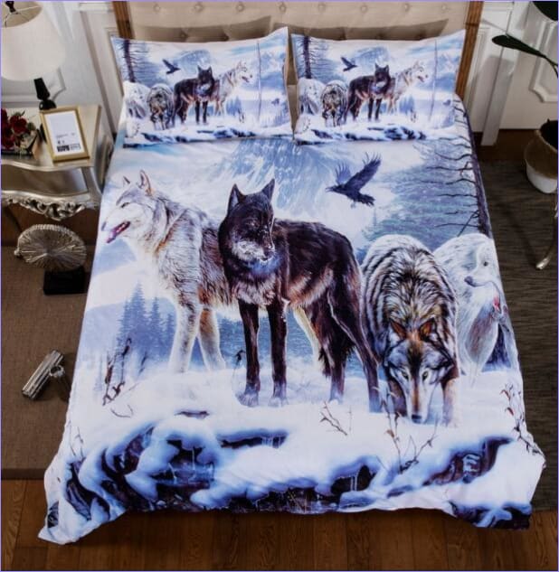 Povlak Na Přikrývku Vlci Ve Sněhu