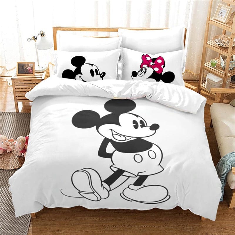 Černobílý Povlak Na Přikrývku Mickey A Minnie