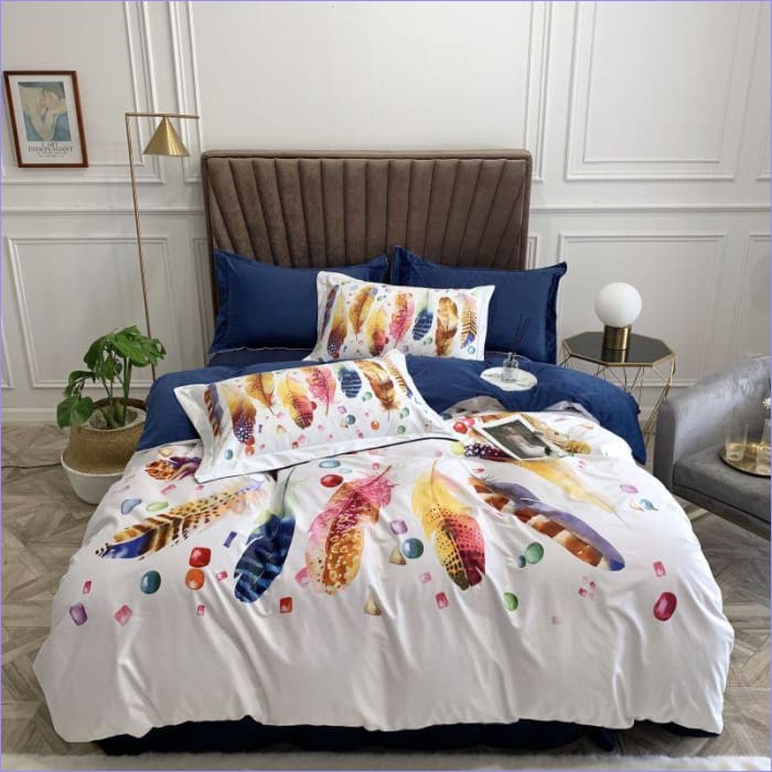 Barevné Modré A Bílé Péřové Přikrývky