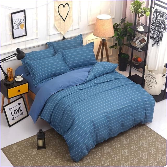 Modrý Pruhovaný Povlak Na Peřinu