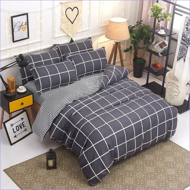 Skandinávský Povlak Na Přikrývku Velké Šedé Šeky