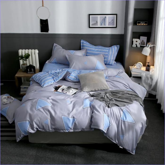 Modrý Trojúhelníkový Povlak Na Přikrývku