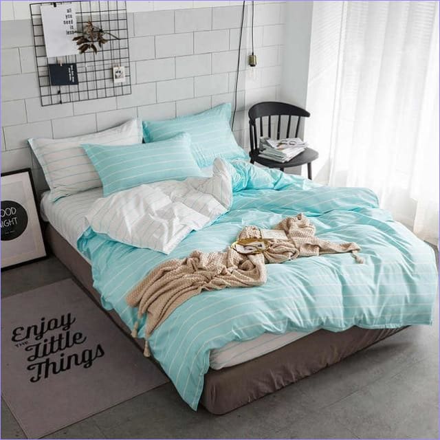 Truquoise Pruhovaný Oboustranný Povlak Na Peřinu