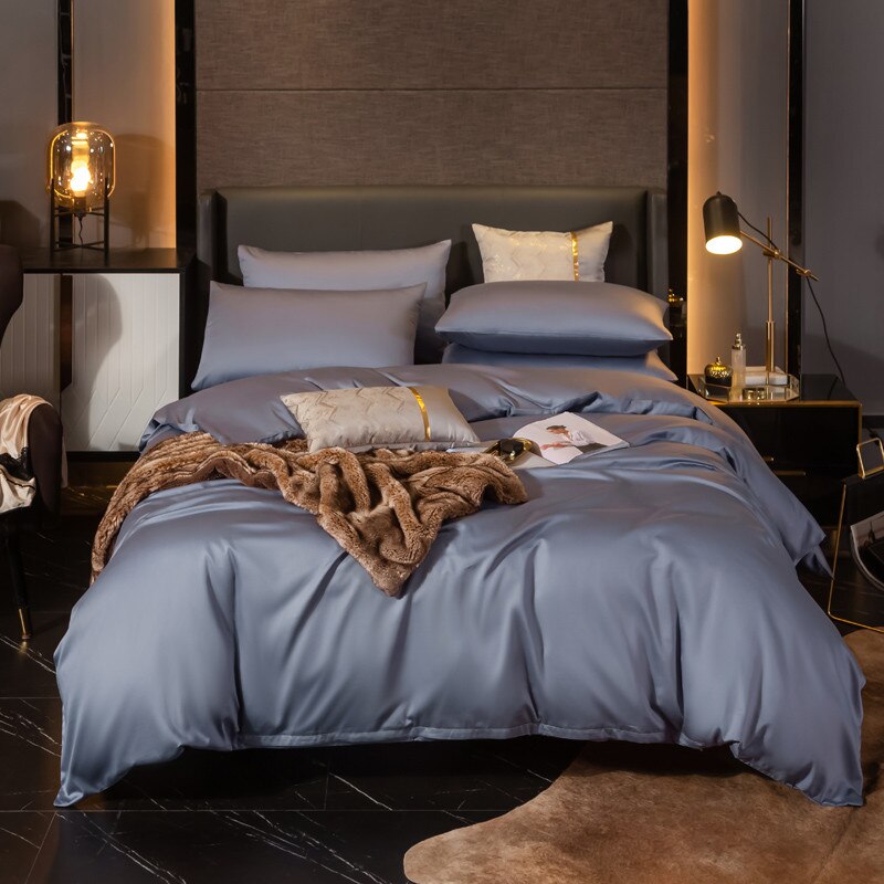 Obyčejný Stříbrný Povlak Na Přikrývku Ze 100% Bavlny