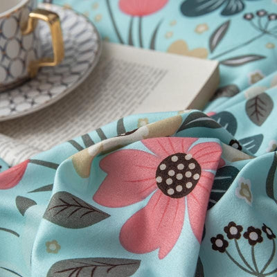 Zelený Povlak Na Peřinu Malé Růžové Květy